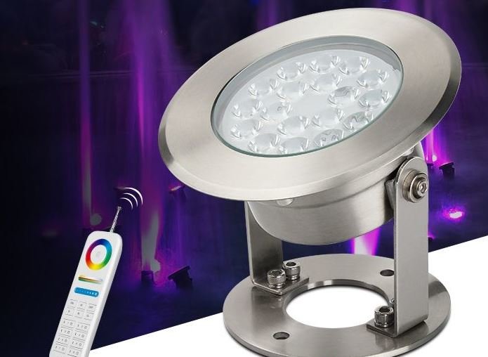 Подводный линзованный LED прожектор 9W RGB+CCT + управление DMX512