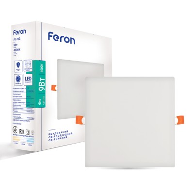 Светодиодный встроенный светильник Feron AL702 9Вт 4000K белый
