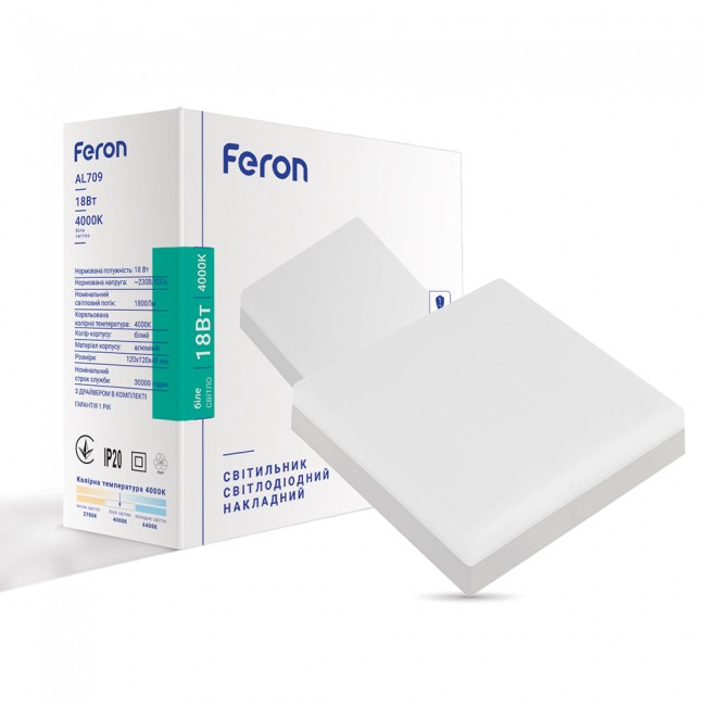 Світлодіодний накладний світильник Feron AL709 18Вт 4000K білий