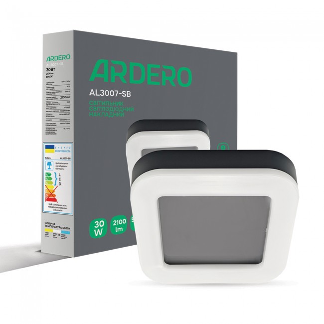 Світлодіодний накладний світильник Ardero AL3007-SB 30Вт 5000K чорний