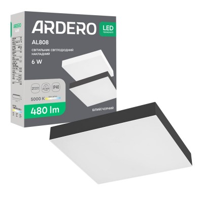 Світлодіодний накладний світильник Ardero AL808 6Вт 5000K чорний