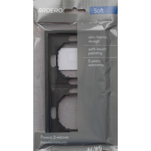 Ardero EF102-B рамка 2-местная универсальная, черный Soft - фото 3