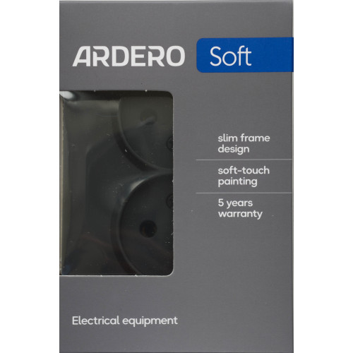 Ardero ER112-B розетка двойная без заземления чёрный 16А Soft - фото 3 | СТС Ardero ER112-B розетка двойная без заземления чёрный 16А Soft - фото 3