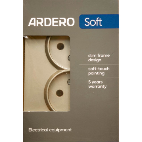 Розетка подвійна без заземлення механізм Ardero Soft шампань 16A ER112-C - фото 3