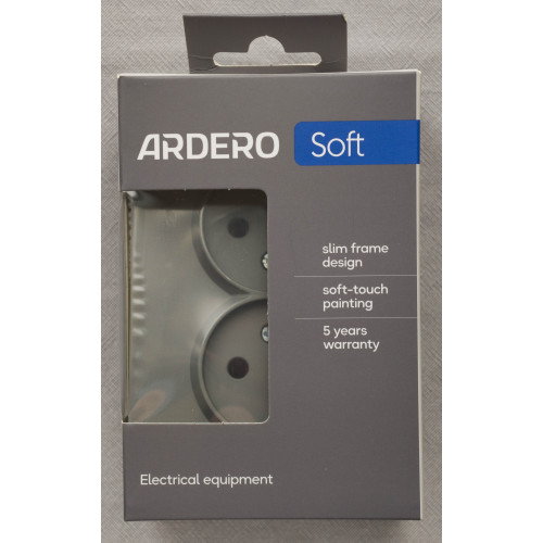 Ardero ER112-G розетка двойная без заземления серый 16А Soft - фото 3