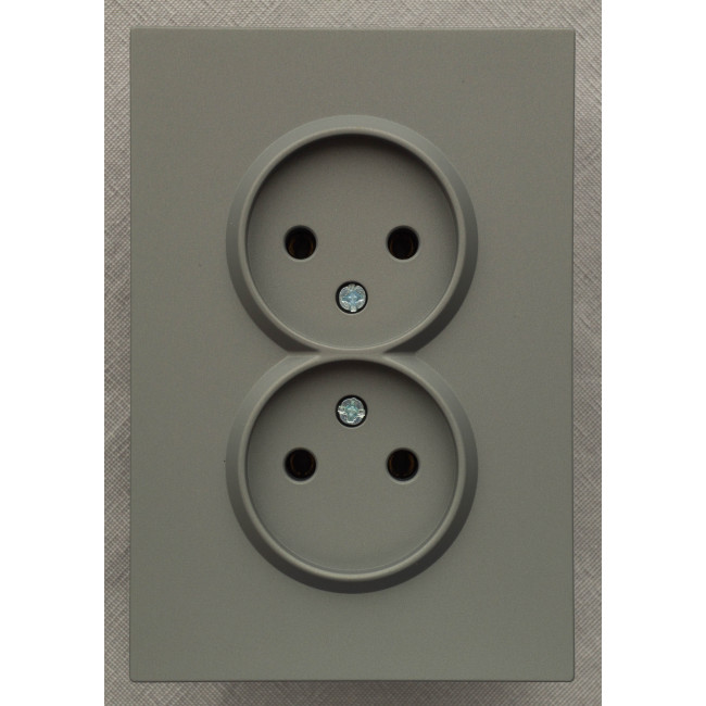 Ardero ER112-G розетка подвійна без заземлення сірий 16А Soft