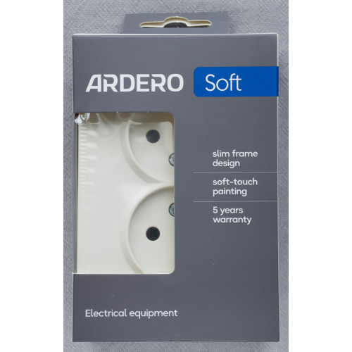 Ardero ER112-W розетка двойная без заземления белый 16А Soft - фото 3