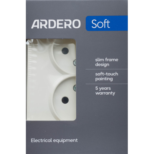 Ardero ER112-W розетка двойная без заземления белый 16А Soft - фото 3 | СТС Ardero ER112-W розетка двойная без заземления белый 16А Soft - фото 3