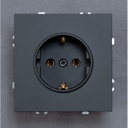 Ardero ER121-B розетка с заземлением, механизм чёрный 16А Soft - фото 3