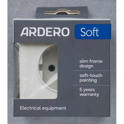 Ardero ER121-W розетка с заземлением, механизм белый 16А Soft - фото 5