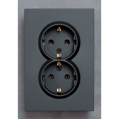 Ardero ER122-B розетка двойная с заземлением чёрный 16А Soft - фото 1