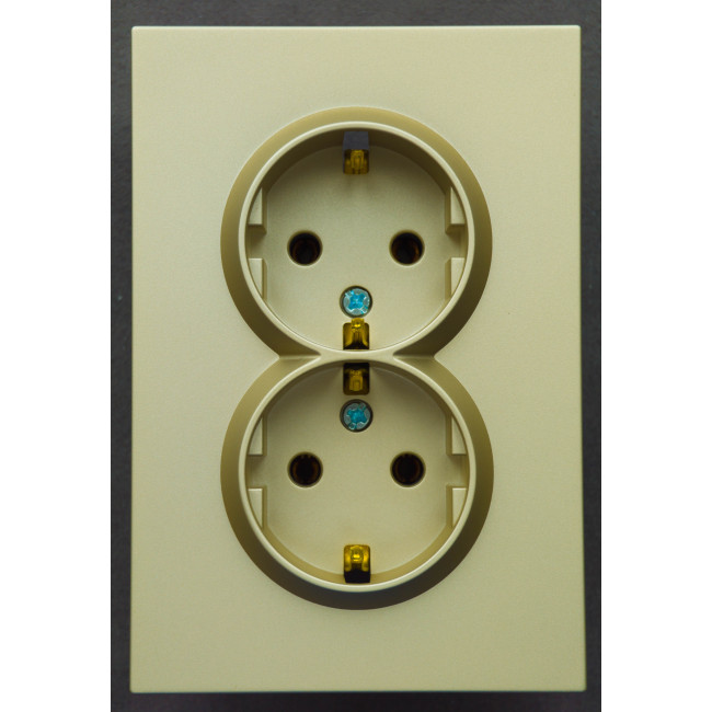 Розетка подвійна з заземленням механізм Ardero Soft шампань 16A ER122-C