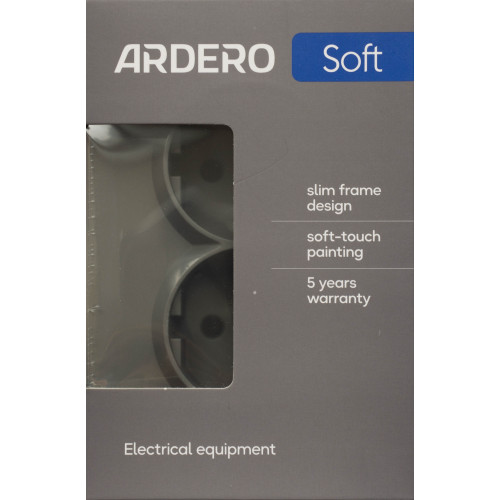 Ardero ER122-G розетка двойная с заземлением серый 16А Soft - фото 3 | СТС Ardero ER122-G розетка двойная с заземлением серый 16А Soft - фото 3
