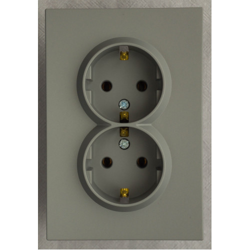 Ardero ER122-G розетка двойная с заземлением серый 16А Soft - фото 1