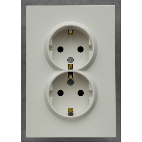 Ardero ER122-W розетка двойная с заземлением белый 16А Soft - фото 1