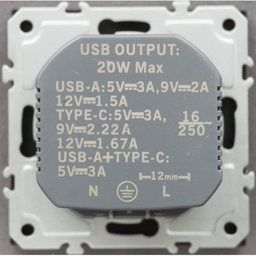 Розетка с USB-A и Type-C с заземлением механизм Ardero Soft черная ER123USB-B - фото 3