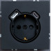 Розетка с USB-A и Type-C с заземлением механизм Ardero Soft черная ER123USB-B