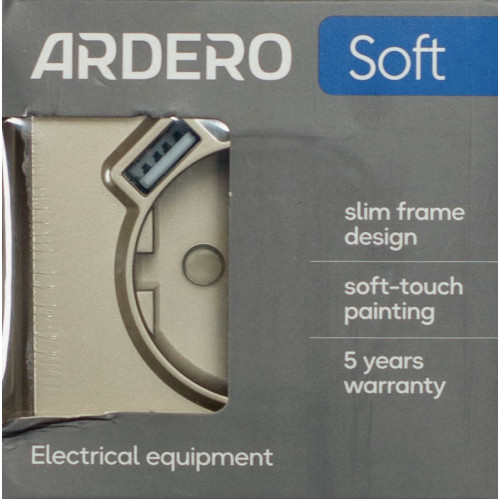 Розетка з заземленням механізм Ardero Soft шампань 16A з USB-A 18W та USB Type-C 20W ER123USB-C - фото 4