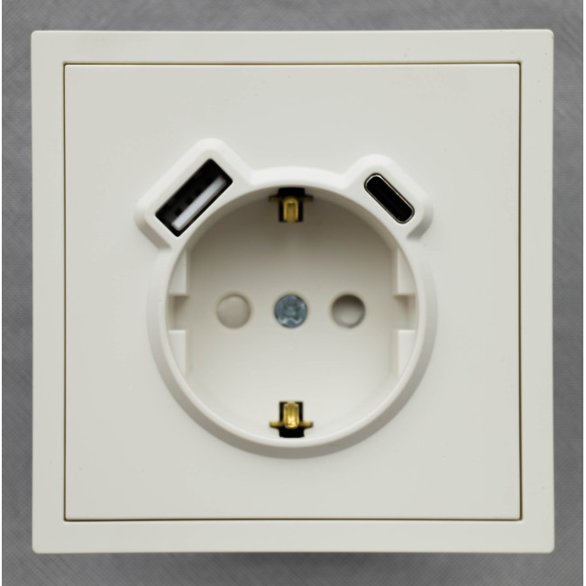 Розетка с USB-A и Type-C с заземлением механизм Ardero Soft белая ER123USB-W Розетка с USB-A и Type-C с заземлением механизм Ardero Soft белая ER123USB-W