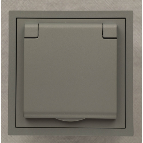 Ardero ER131-G розетка двойная с заземлением, крышкой и шторками, механизм серый 16А Soft - фото 1