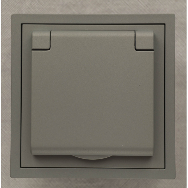 Ardero ER131-G розетка подвійна с заземленням, кришкою та шторками, механізм сірий 16А Soft