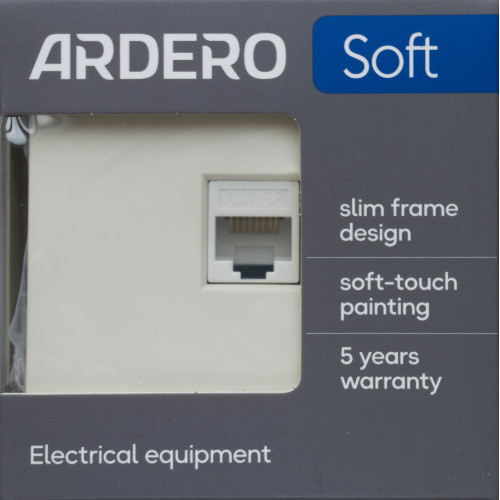 Ardero ER151PC-W розетка компьютерная механизм, белый Soft - фото 4