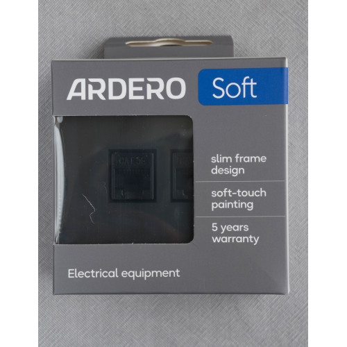 Ardero ER152PC-B розетка двойная компьютерная механизм, черный Soft - фото 3