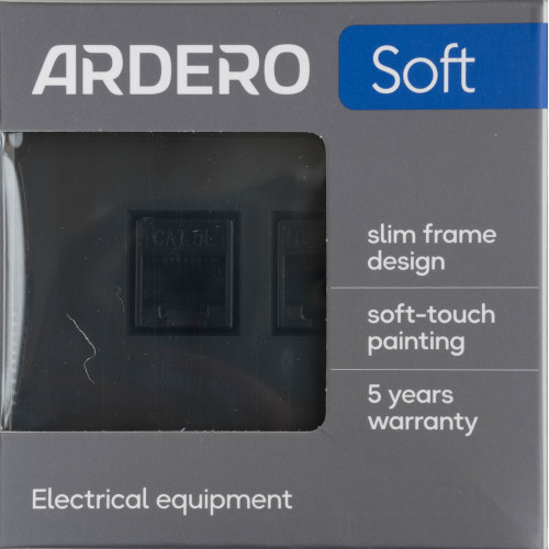 Ardero ER152PC-B розетка двойная компьютерная механизм, черный Soft - фото 4