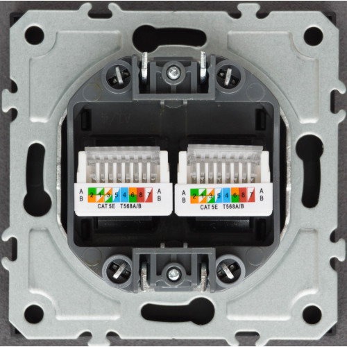 Ardero ER152PC-B розетка двойная компьютерная механизм, черный Soft - фото 3