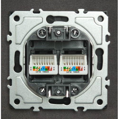 Ardero ER152PC-B розетка двойная компьютерная механизм, черный Soft - фото 4