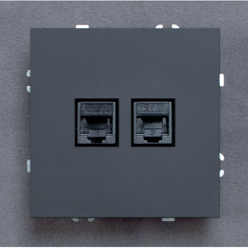 Ardero ER152PC-B розетка двойная компьютерная механизм, черный Soft - фото 5