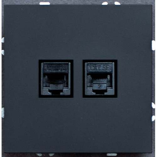 Ardero ER152PC-B розетка двойная компьютерная механизм, черный Soft - фото 2