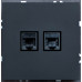 Ardero ER152PC-B розетка двойная компьютерная механизм, черный Soft