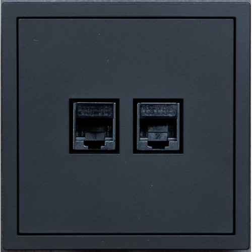 Ardero ER152PC-B розетка двойная компьютерная механизм, черный Soft - фото 1