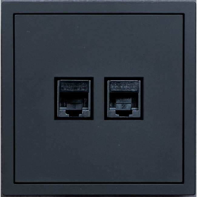 Ardero ER152PC-B розетка двойная компьютерная механизм, черный Soft