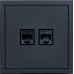 Ardero ER152PC-B розетка двойная компьютерная механизм, черный Soft