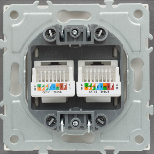 Розетка компьютерная двойная RJ45 механизм Ardero Soft шампань ER152PC-C - фото 3