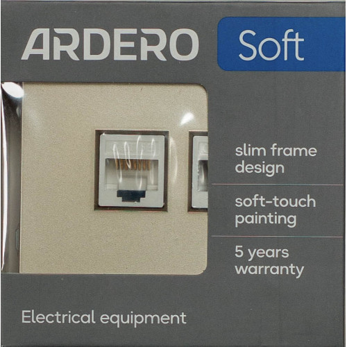 Розетка компьютерная двойная RJ45 механизм Ardero Soft шампань ER152PC-C - фото 4