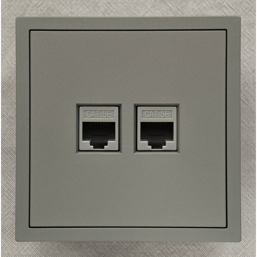 Ardero ER152PC-G розетка компьютерная механизм, серый Soft - фото 1