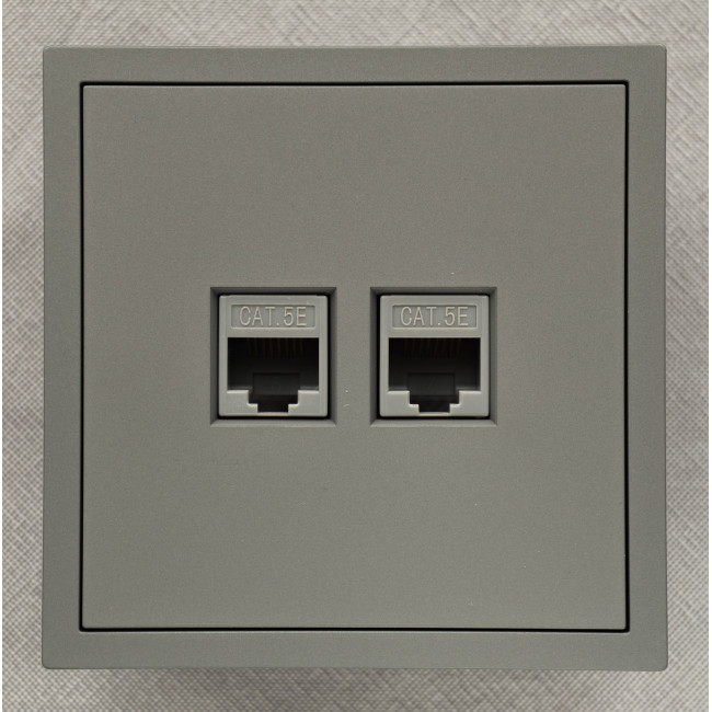 Ardero ER152PC-G розетка подвійна комп'ютерна, механізм сірий Soft