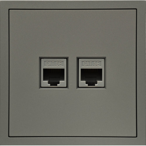 Ardero ER152PC-G розетка компьютерная механизм, серый Soft - фото 1