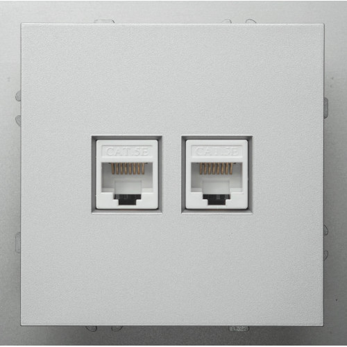 Розетка компьютерная двойная RJ45 механизм Ardero Soft серебро ER152PC-S - фото 2