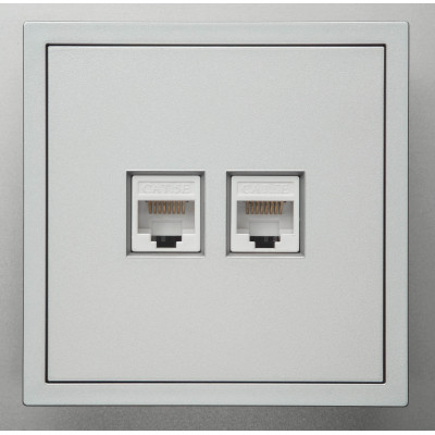 Розетка компьютерная двойная RJ45 механизм Ardero Soft серебро ER152PC-S Розетка компьютерная двойная RJ45 механизм Ardero Soft серебро ER152PC-S