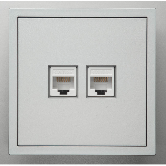 Розетка комп’ютерна подвійна RJ45 механізм Ardero Soft срібло ER152PC-S