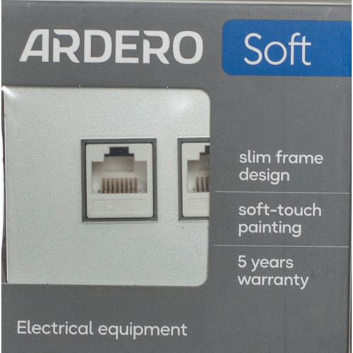 Розетка компьютерная двойная RJ45 механизм Ardero Soft серебро ER152PC-S - фото 4