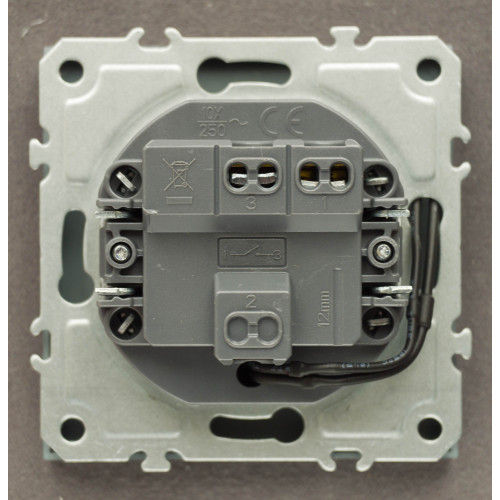 Ardero EV111L-G выключатель 1-клавишный с подсветкой, механизм серый 10А Soft - фото 3