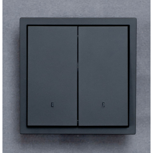 Ardero EV112L-B выключатель 2-клавишный с подсветкой, механизм черный 10А Soft - фото 1