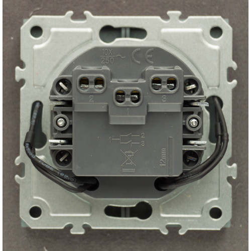 Ardero EV112L-G выключатель 2-клавишный с подсветкой, механизм серый 10А Soft - фото 3