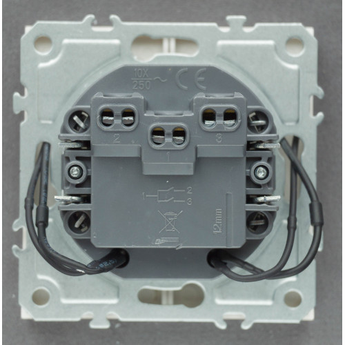 Ardero EV112L-W вимикач 2-клавішний з підсвіткою, механізм білий 10А Soft - фото 3