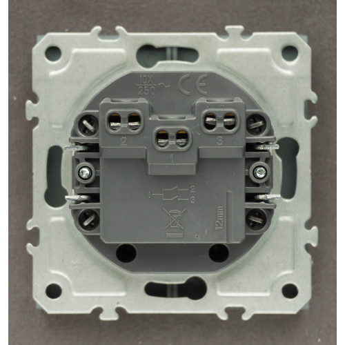 Ardero EV112V-G вимикач 2-клавішний, механізм сірий 10А Soft - фото 4